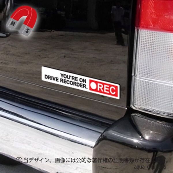 【マグネット】ドライブレコーダー/ドラレコ録画中ステッカー:シンプル:右REC