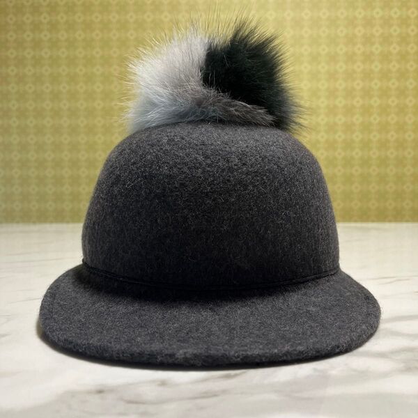 HELENE BY HELENE BERMAN LONDON フォックスファー ボンボン ウールキャップ
