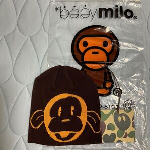 NIGO着 新品未着用 A BATHING APE BABYMILO ベイシングエイプ ベビーマイロ ビーニー ニット帽 ニットキャップ 茶色 ブラウン