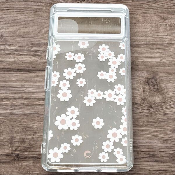 Pixel 7 用 ケース クリア 花柄ケース ストラップ穴付き 薄型 軽量 ピクセル7用 カバー 花柄 ホワイト