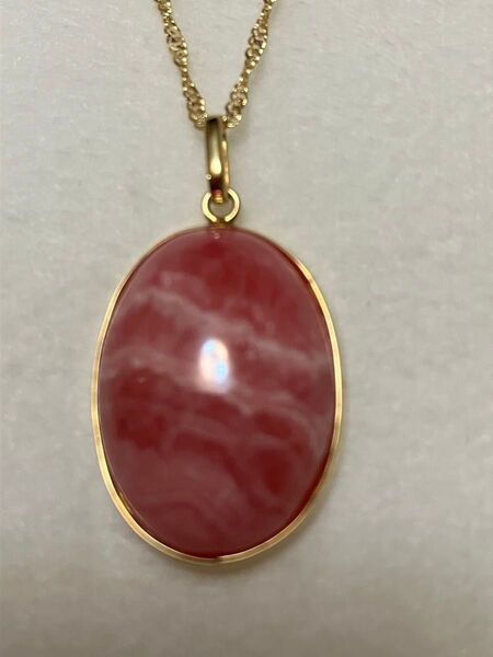 希少石 大粒 19.54ct 鑑別カード 非加熱天然ロードクロサイト k18 ネックレス