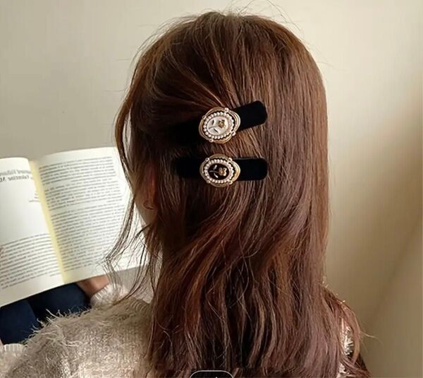 アンティーク ローズ ヘアピン ヘアクリップ 2個セット