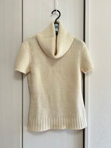 タートルネック セーター ニット 半袖 ウール混