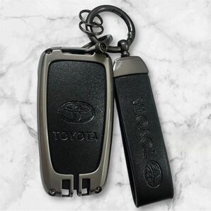 スマートキーケース キーケース 専用設計 新型トヨタ用 合皮 プリウス 86 C-HR RAV4 カムリ クラウン ランクル 黒