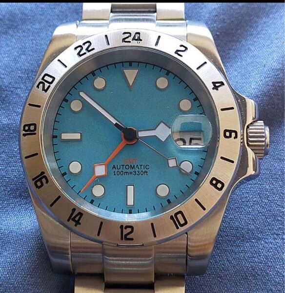 【Tandorio】ノーロゴ NH34a搭載 GMT ターコイズブルー 腕時計