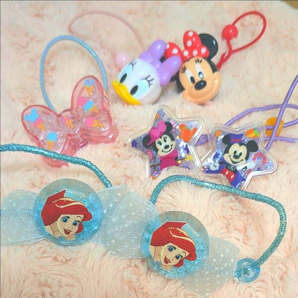 ディズニー☆ヘアゴム7つセットまとめ売り☆ディズニーリゾート アリエル ミニー デイジー