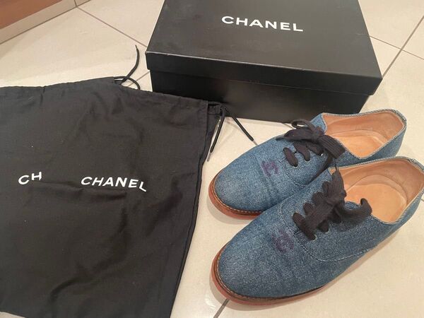 CHANEL シャネル スニーカー 37 デニム 外箱付き