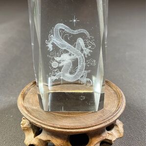 龍 竜レザー彫り 台座付