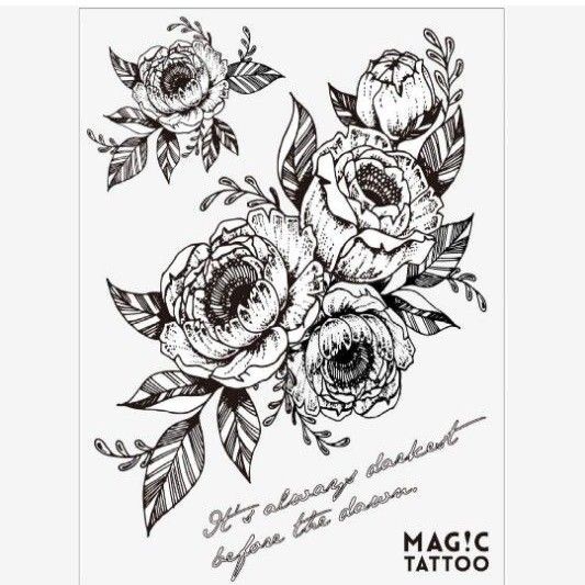 No.028_Gorgeous roses 薔薇 花 2週間で消えるタトゥー ヘナタトゥー ジャグアタトゥー 韓国 タトゥーシール