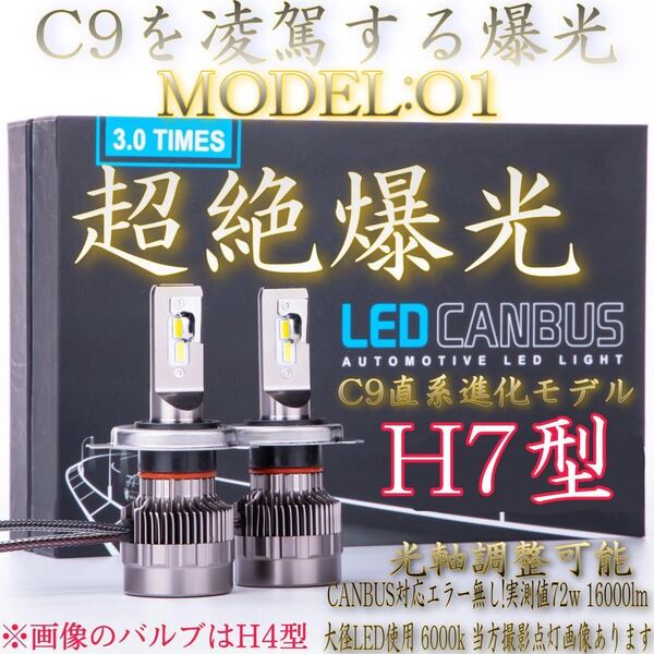 【再入荷無ラスト在庫!】H7 超絶爆光 LED ヘッドライト バルブ O1 ハイロービーム フォグに ちるみなLED LEDフォグ 6000k 白色