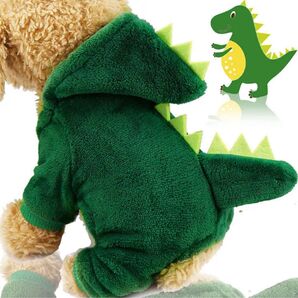 犬服 恐竜スタイル 緑色 S、M