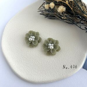 No.404 ハンドメイド フラワー パールピアス イヤリング