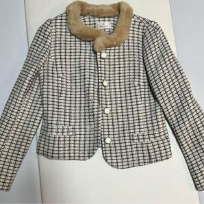 ショート丈 ツイード ジャケット ルビーリベット