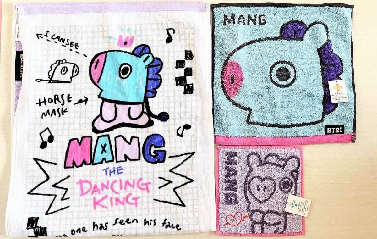 BT21 ★ スケッチ柄 フェイスタオル 他 3点セット 《 MANG 》