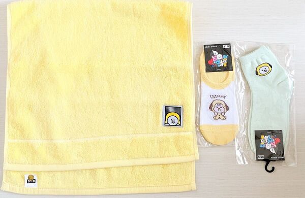 BT21 ★ ワッペン フェイスタオル + ソックス 3点セット 《 CHIMMY 》