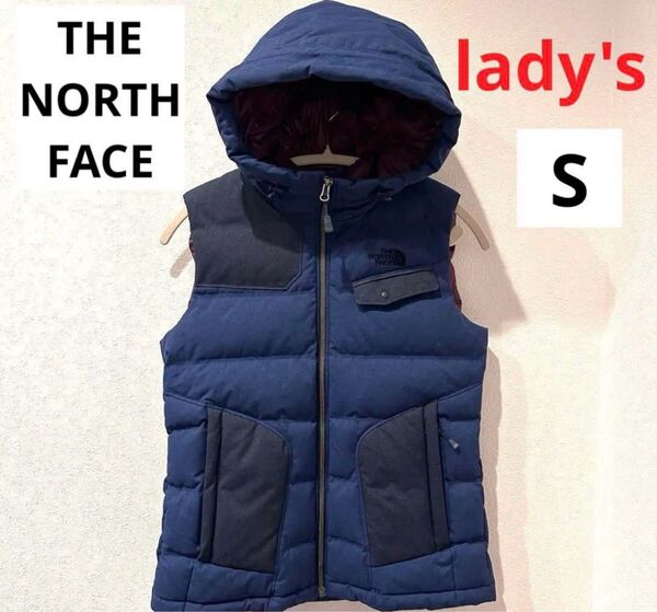 ノースフェイス ダウンベスト ジレ ネイビー レディース Sサイズ アウター デニムカラー ネイビー 希少 美品 韓国