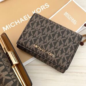 MICHAEL KORS財布 折り財布 がま口 ブラウン 三つ折り財布