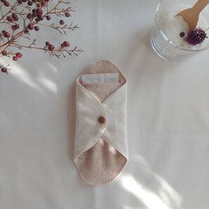 【カイロライナー】無添加コットンフランネルとコットンリネン ピンクベージュ無地 17cm 2層仕立て 1枚