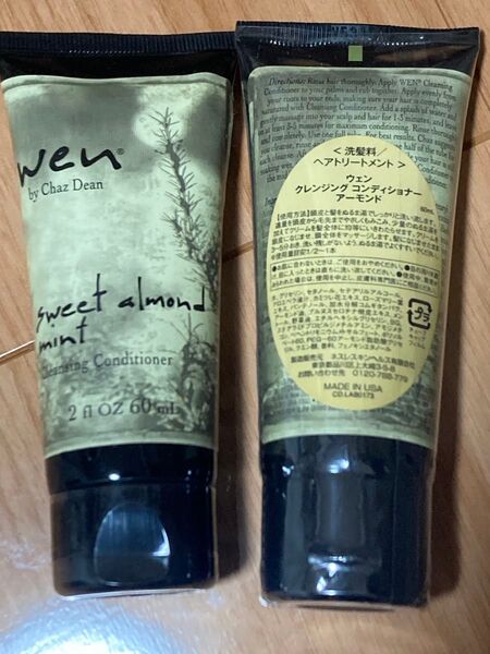 ウェンスウィートアーモンドミントの香りのクレンジングコンディショナー、60mlサイズ2本セット髪に潤いを与えます。