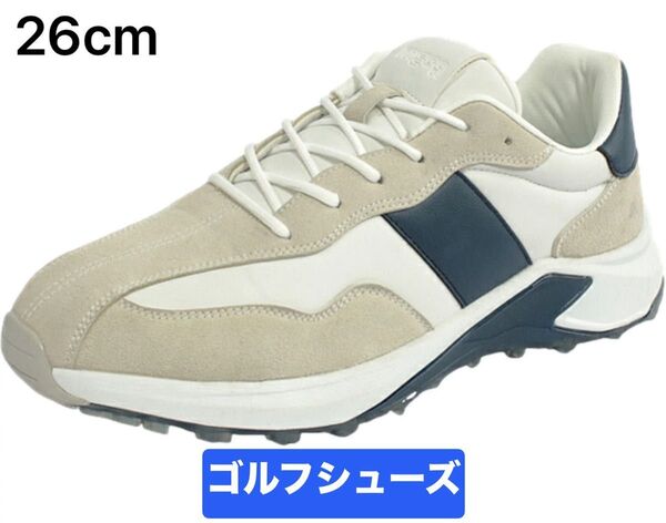 スパイクレス ゴルフシューズ 26cm MEGA メガ MG-2401 ハイブリッド ネイビー