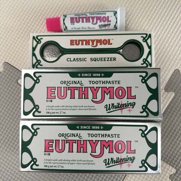 EUTHYMOL ユーシモール ホワイトニング 美白歯磨き粉 韓国歯磨き粉 106g ピンク SQUEEZER+ミニサイズ