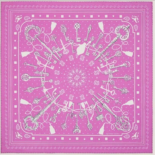 【新品未使用】エルメス HERMES カレ55 レ・クレ Les Cles bandana 55 シルクバンダナ 鍵 2023SS