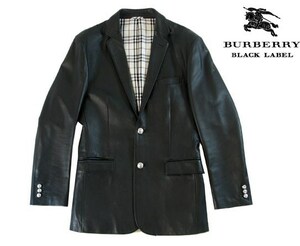  custom 1 пункт предмет BURBERRY BLACK LABEL серебряный . овечья кожа 2B жакет M превосходный товар выполненный в строгом стиле чёрный пальто серебряный кнопка кожа ягненка Burberry Black Label 