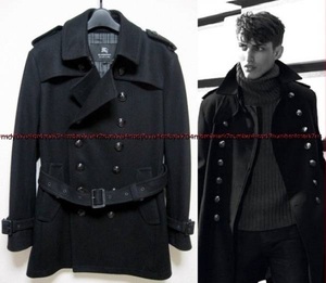 新品 同様BURBERRY BLACK LABEL黒釦カシミヤ ナポレオン トレンチ コートLジャケット黒ダウン3レザー黒ボタン バーバリー ブラックレーベル