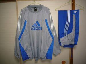  Adidas nylon top and bottom gray × light blue O size 