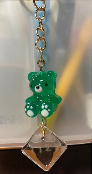 ハンドメイド 推しグッズ 緑 クマキーホルダー SnowMan 阿部亮平