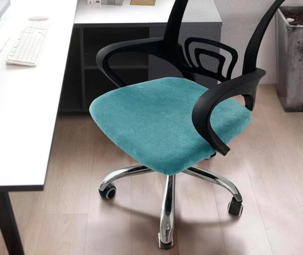 ピーコックブルー, XL(48-53cm)オフィスチェアカバー イスカバー フィット ワークチェアカバー 座面のみ ベルベット素材