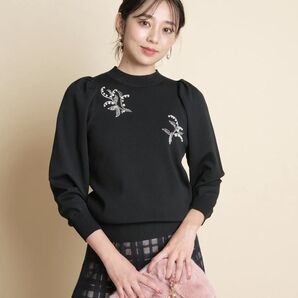 8分袖配色ビーズ刺繍プルオーバー JUSGLITTY
