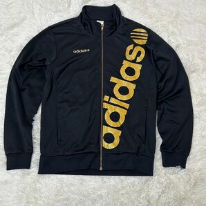 【446】★美品★ adidas ジャージ スポーツ 部屋着 ブラック ゴールド アディダス トラックジャケット スポーツウェア