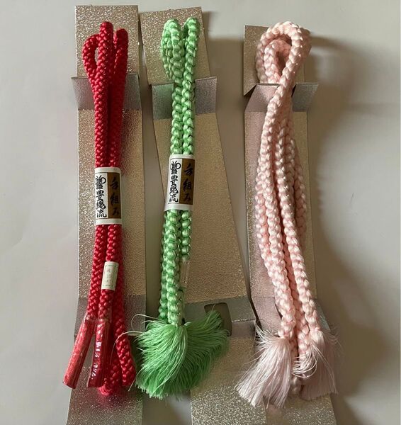 ☆ハンドメイド 帯締3本 組紐 絹100% 帯〆 和装小物