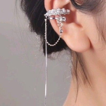 イヤーカフ パール チェーン 揺れるタイプ 韓国風 パーティー 結婚式