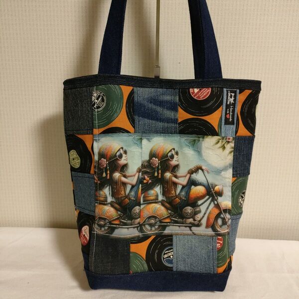 両面パネル トートバッグ ハンドメイド