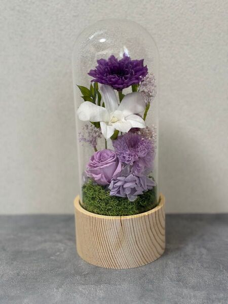 プリザーブドフラワー仏花ガラスドーム一基