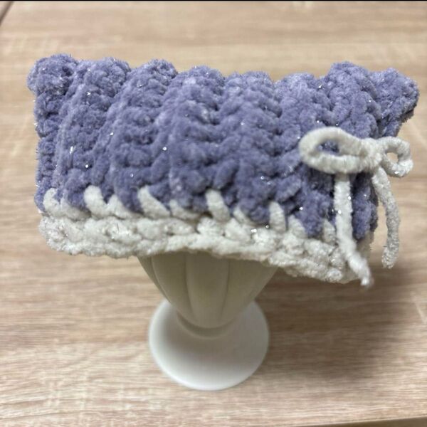 ぬいぐるみサイズ ちびぐるみ 猫耳 ニット帽 ハンドメイド 編み物