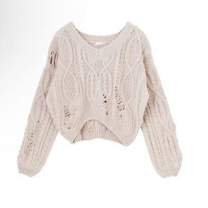 【GYDA】美品 ケーブルダメージショートニット