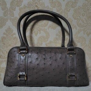 美品【Falchi Newyork】 ハンドバッグ 本革 オーストリッチ