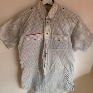 JR九州 鉄道 旧制服 夏着 半袖チェックシャツ 白と青