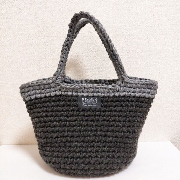 ニット 毛糸 トートバッグ マルシェバッグ かぎ編み ハンドメイド