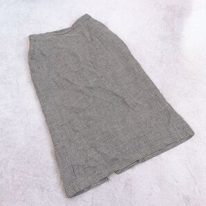 Max Mara マックスマーラ S 36 千鳥柄 格子柄 リネン タイト スカート スリット 膝丈 ミディ 白タグ ミモレ