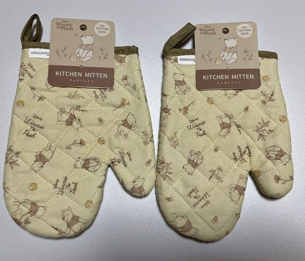 〈新品未使用〉くまのプーさん キッチンミトン 2個セット フックループ付き〈カテ変OKです〉