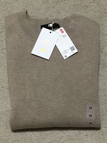 UNIQLO 100% CASHMERE クルーネックセーター M ベージュ