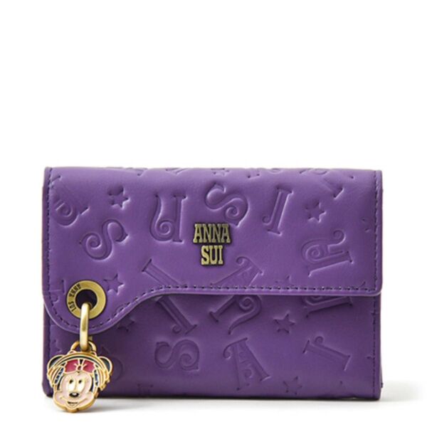 アナスイ(ANNA SUI) Disney コラボ DISCO! マルチケース ミニー 財布 小銭入れ カードケース 紫 レザー