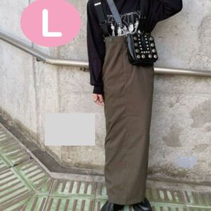 しまむら kaoruさん サスペンダー付きスカート サスツキスカート カーキ ダークグリーン L