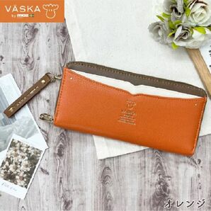 【新品】VASKA by moz ベスカバイモズ シルフィー ラウンドファスナー長財布【オレンジ】