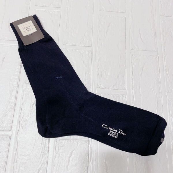 Christian Dior メンズソックス 25cm ネイビー ヴィンテージ 靴下 紳士