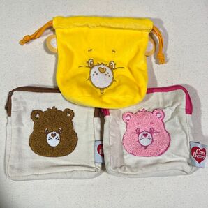 ケアベア care bears もこもこポーチ ふわふわフェイス巾着 ガチャ